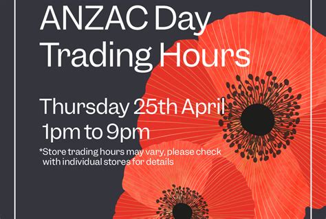 anzac day trading hours sa